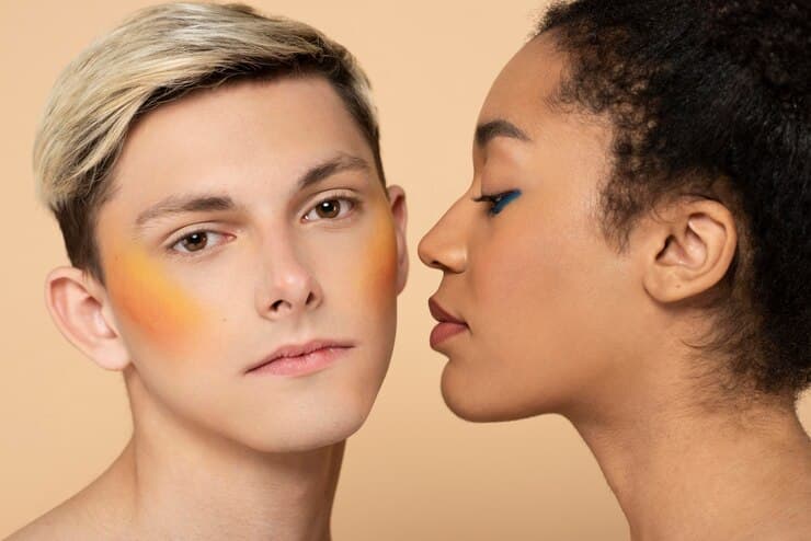 Portraits of Woman and Man with Makeup